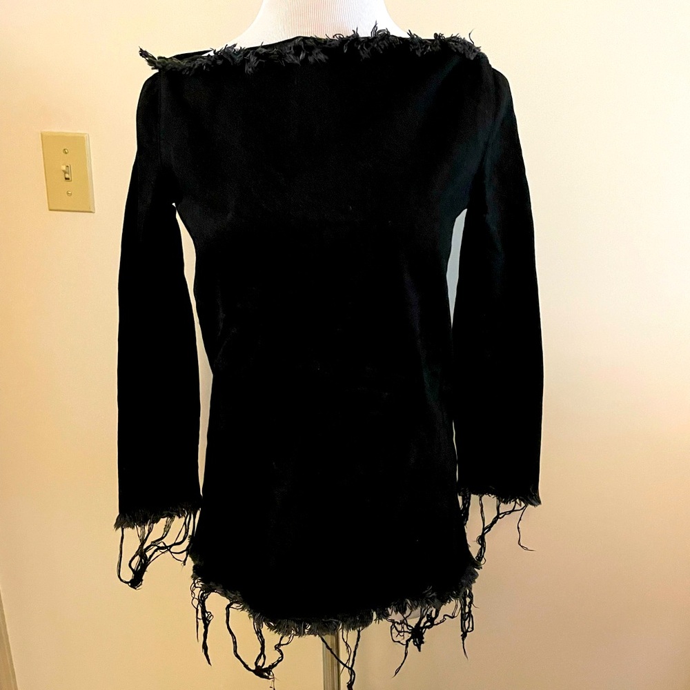 Marques Almeida Black Distressed Women's Top with back zipper